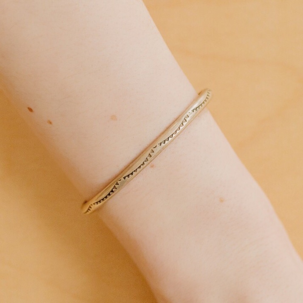 Artesian Metal Patterned Thin Cuff Bracelet - image 1